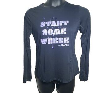 Brooks Womans Size Medium Black Start Somewhere Distance Long Sleeve 3.0 Tshirt
